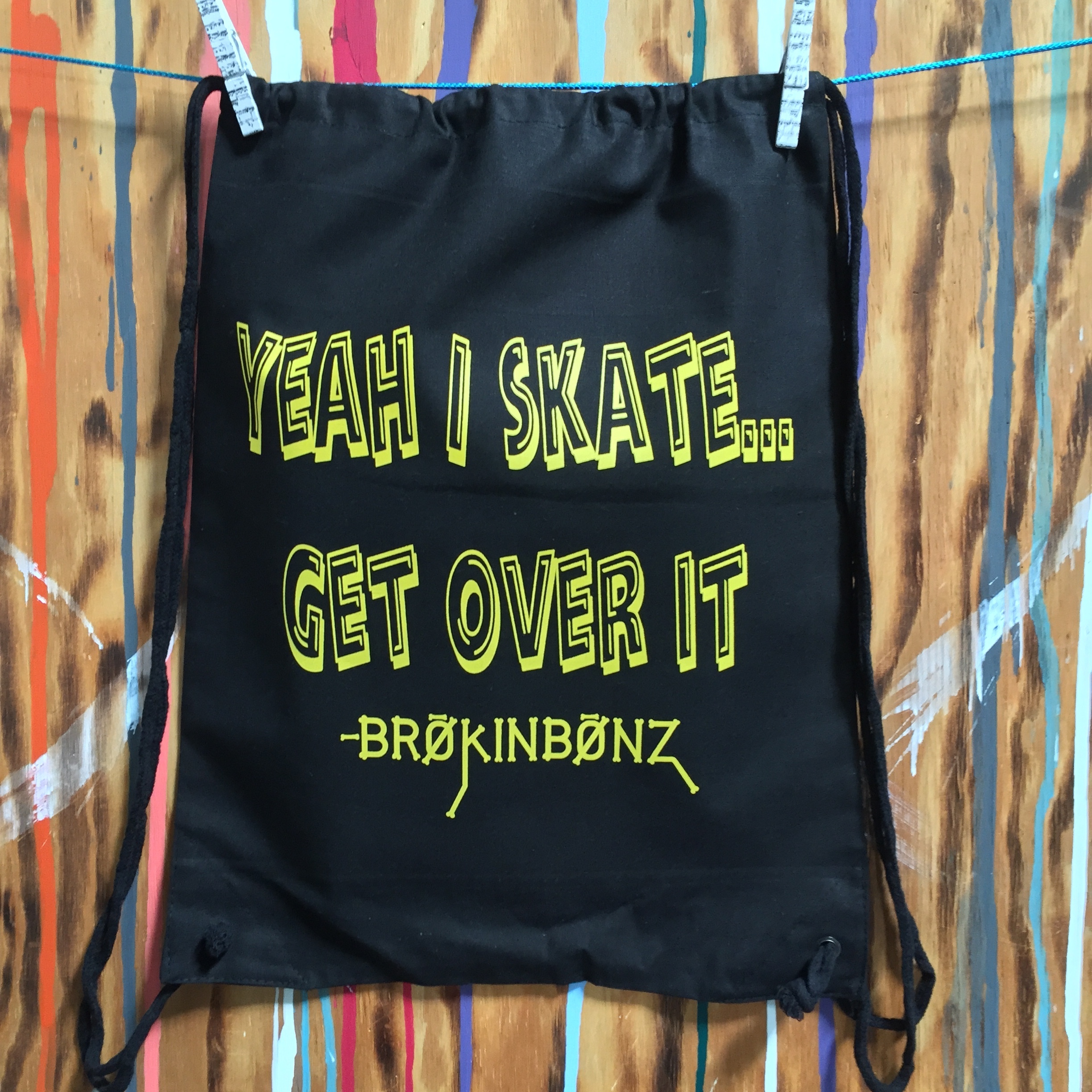 Yeah I Skate Get Over It Drawstring Backpack YISDBP