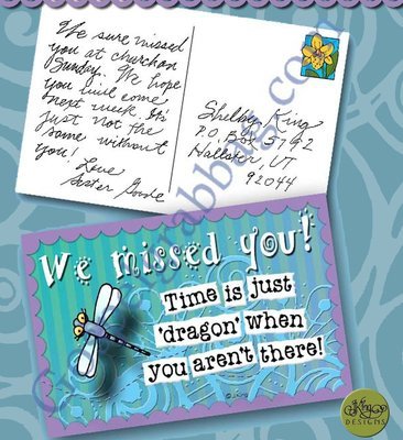 Dragonfly "Missed You" postcard