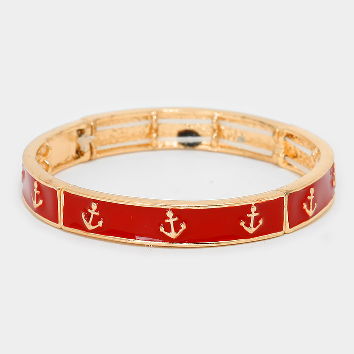 Red Anchor Stretch Bangle Bracelet WT-306268