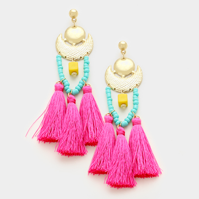Lagoona Beach Beaded Tassel Earrings WT-336005