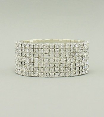 Seven Row Pave Crystal Bracelet - Silver JW-E2B1059CLRSV