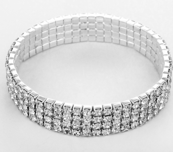 Four Row Pave Crystal Bracelet - Silver JW-E2B1076CLRSV