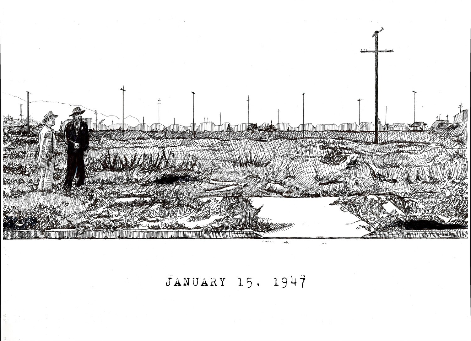 Black Dahlia Crime Scene Drawing Art Print Black Dahlia Crime Scene Drawing Art Print