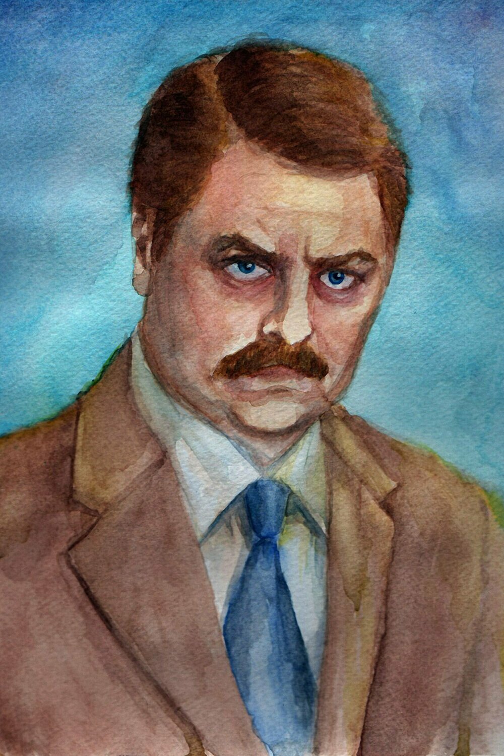 Parks and Recreation Ron Swanson Watercolor Art Print Parks and Recreation Ron Swanson Watercolor Art Print