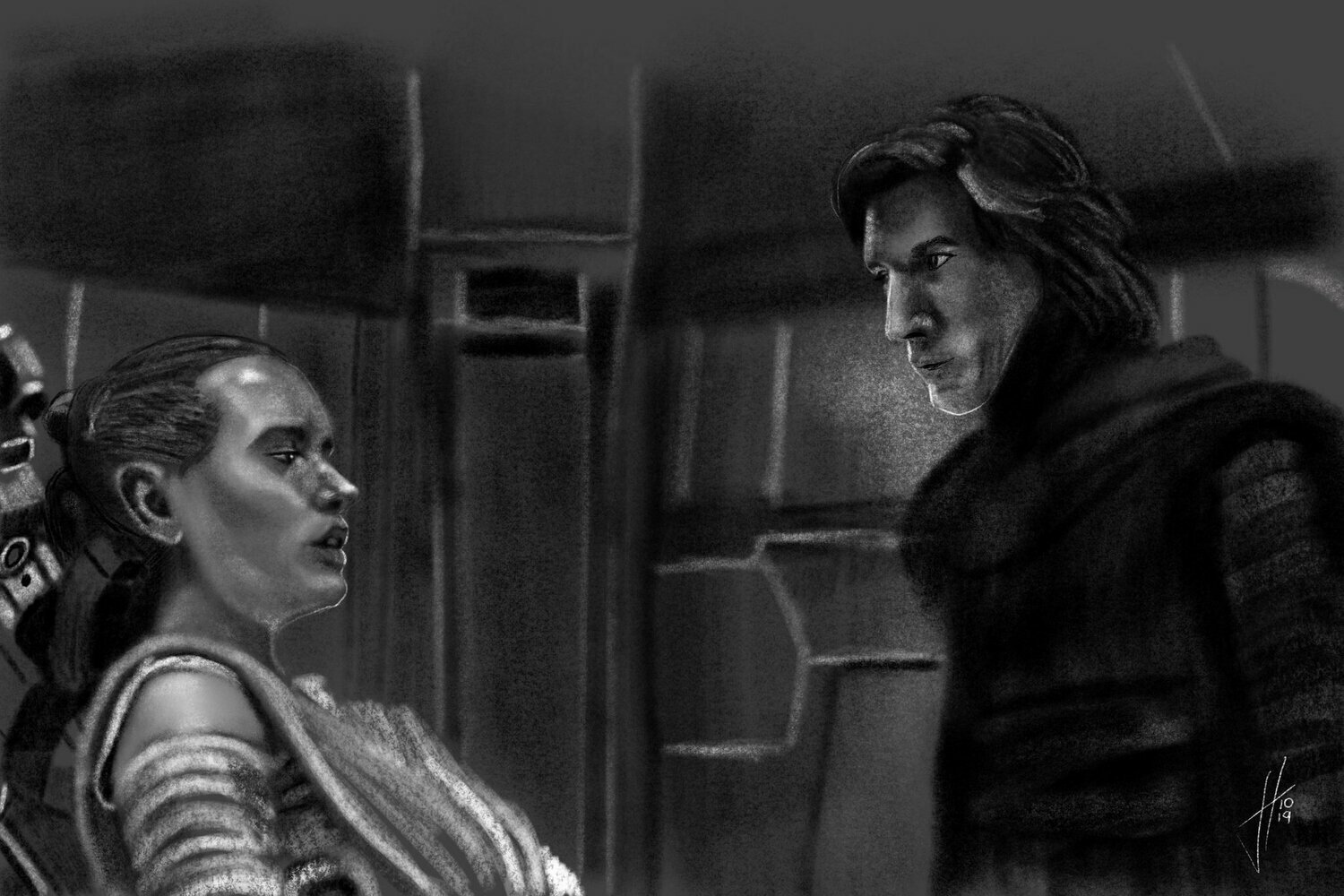 Star Wars Rey Kylo Ren art print Star Wars Rey Kylo Ren art print