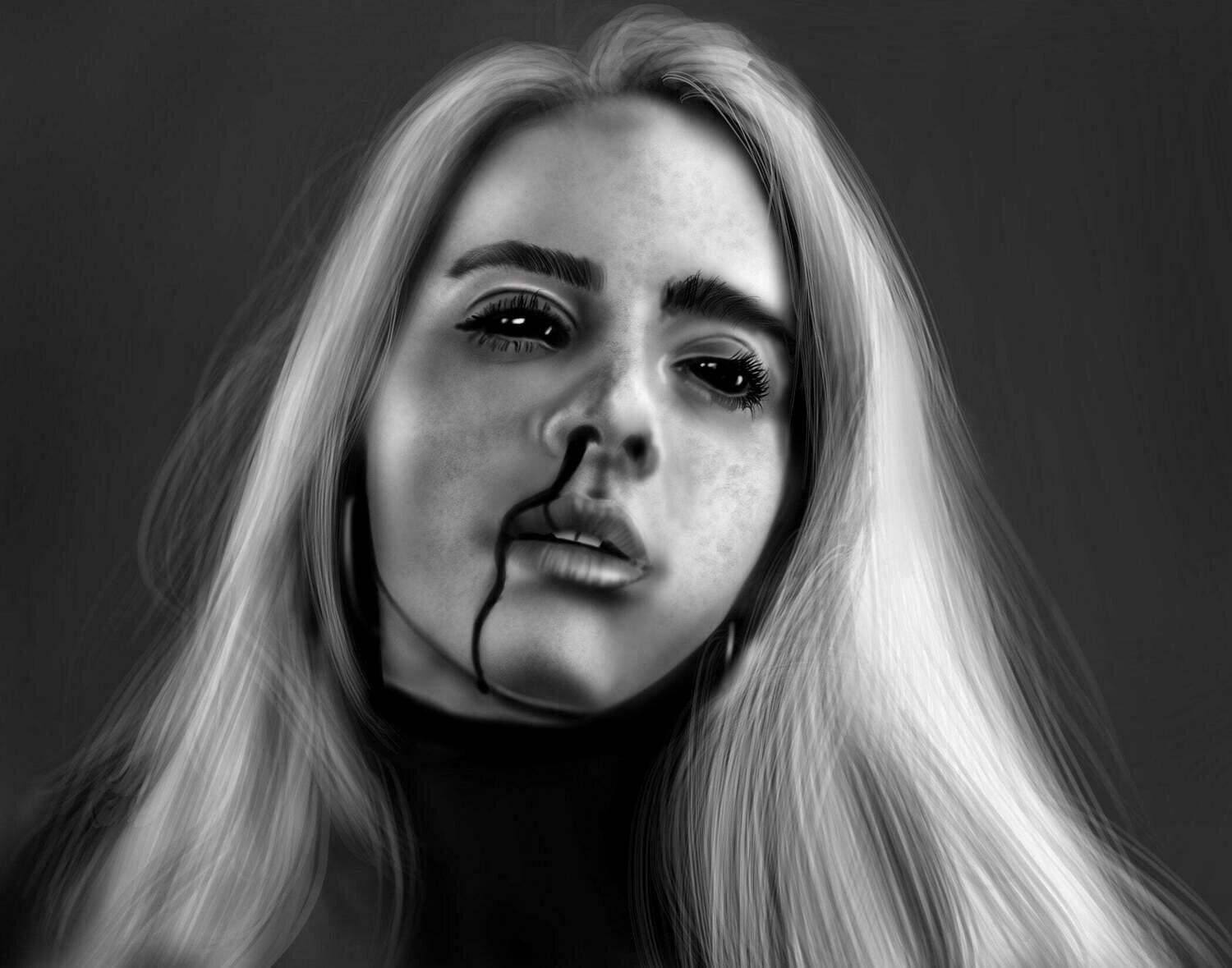 Billie Eilish (creepy version) Portrait Art Print Billie Eilish (creepy version) Portrait Art Print