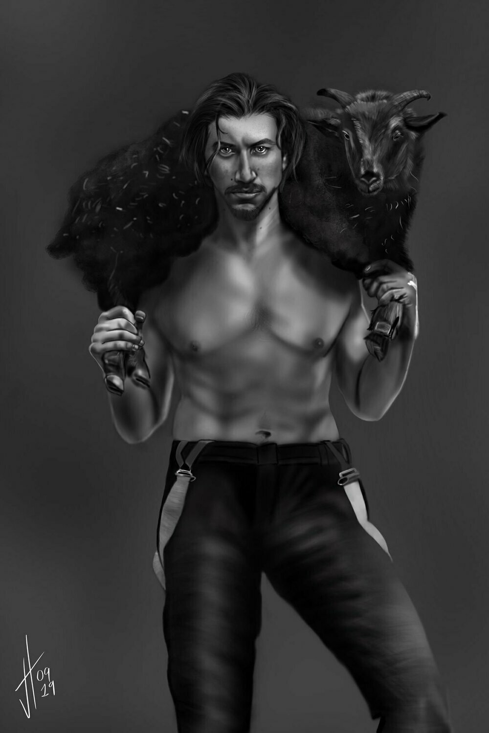 Adam Driver and a Goat Art Print Adam Driver and a Goat Art Print