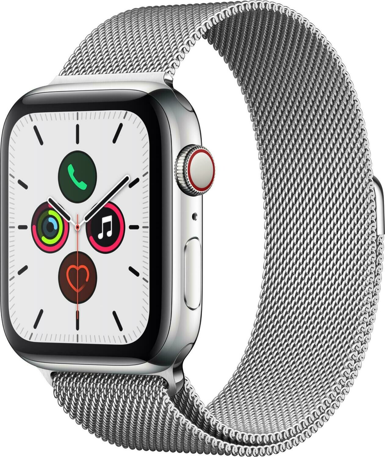 Apple Watch Series 5 44MM Silver Stainless Steel Case With Milanese Loop GPS + Cellular