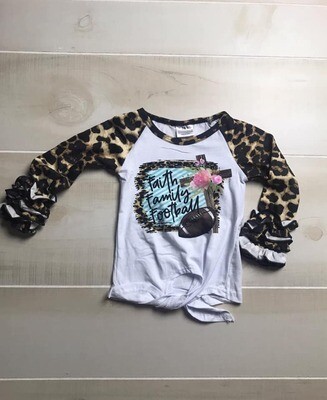FAMILY, FAITH, FOOTBALL LEOPARD RUFFLE RAGLAN FAMILY, FAITH, FOOTBALL LEOPARD RUFFLE RAGLAN
