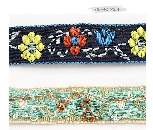 Cotton flower-embroidered headband