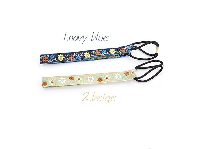 Cotton flower-embroidered headband