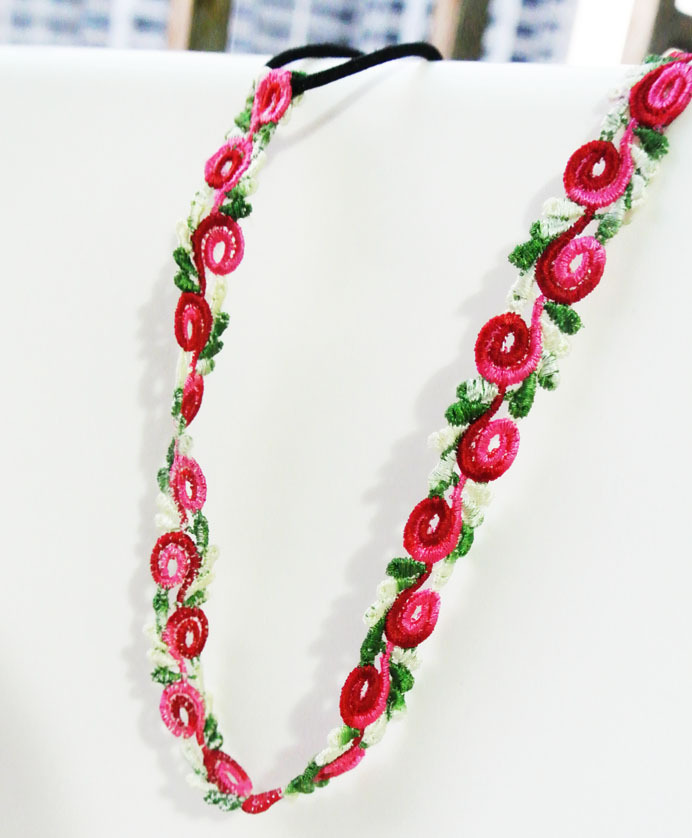 Lace rose flower elastic headband