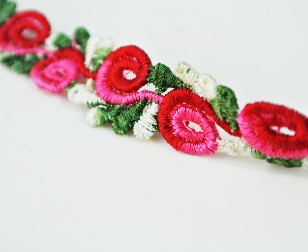 Lace rose flower elastic headband