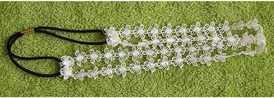 Lace double-wrap flower headband