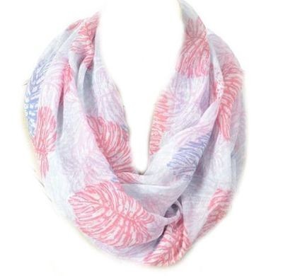 Pink leaves print infinity scarf Pink leaves print infinity scarf