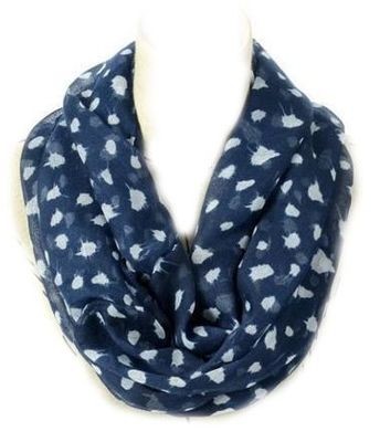 Dark blue white dots print infinity scarf Dark blue white dots print infinity scarf