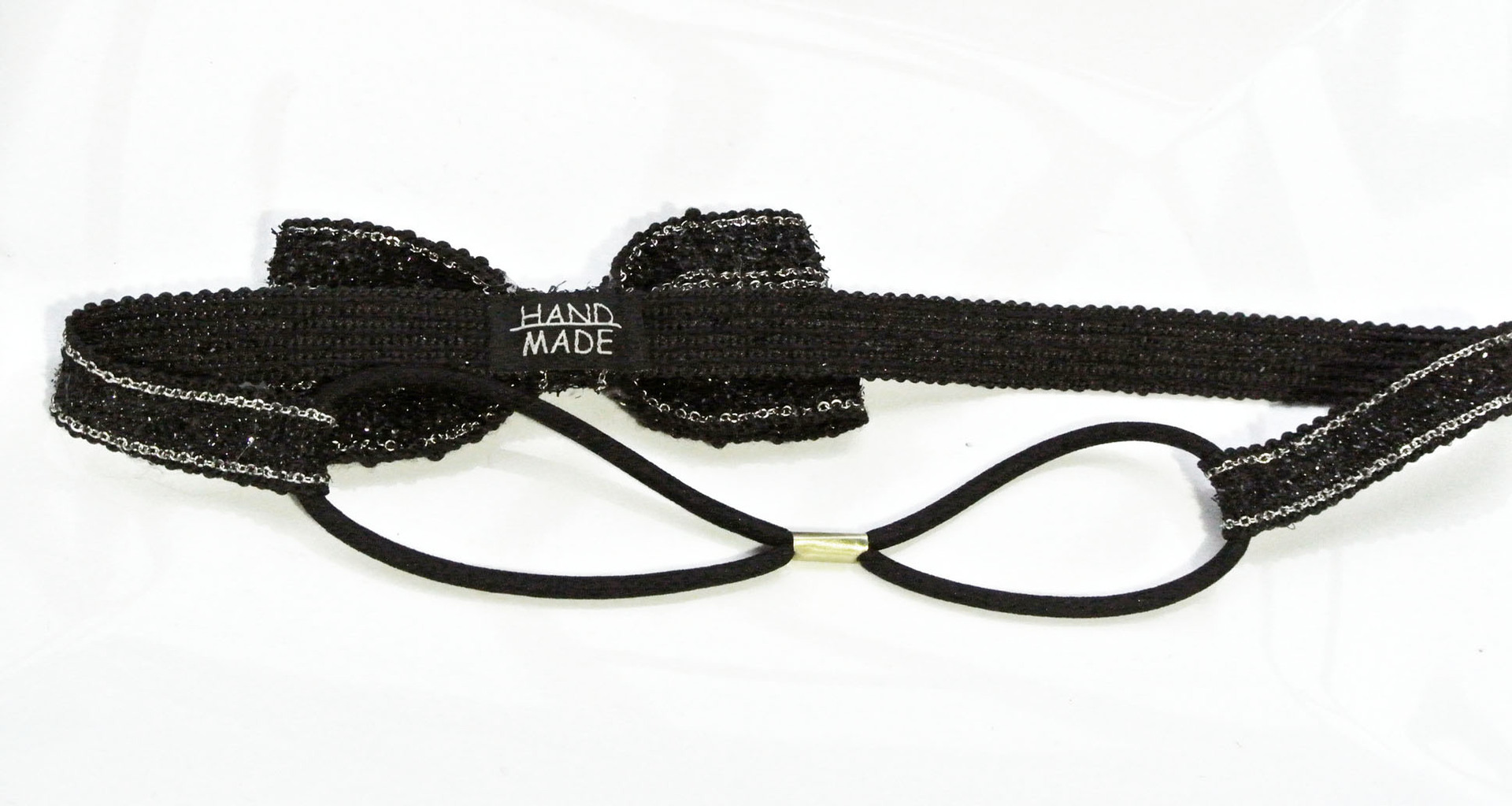 Black bow-tie elastic headband