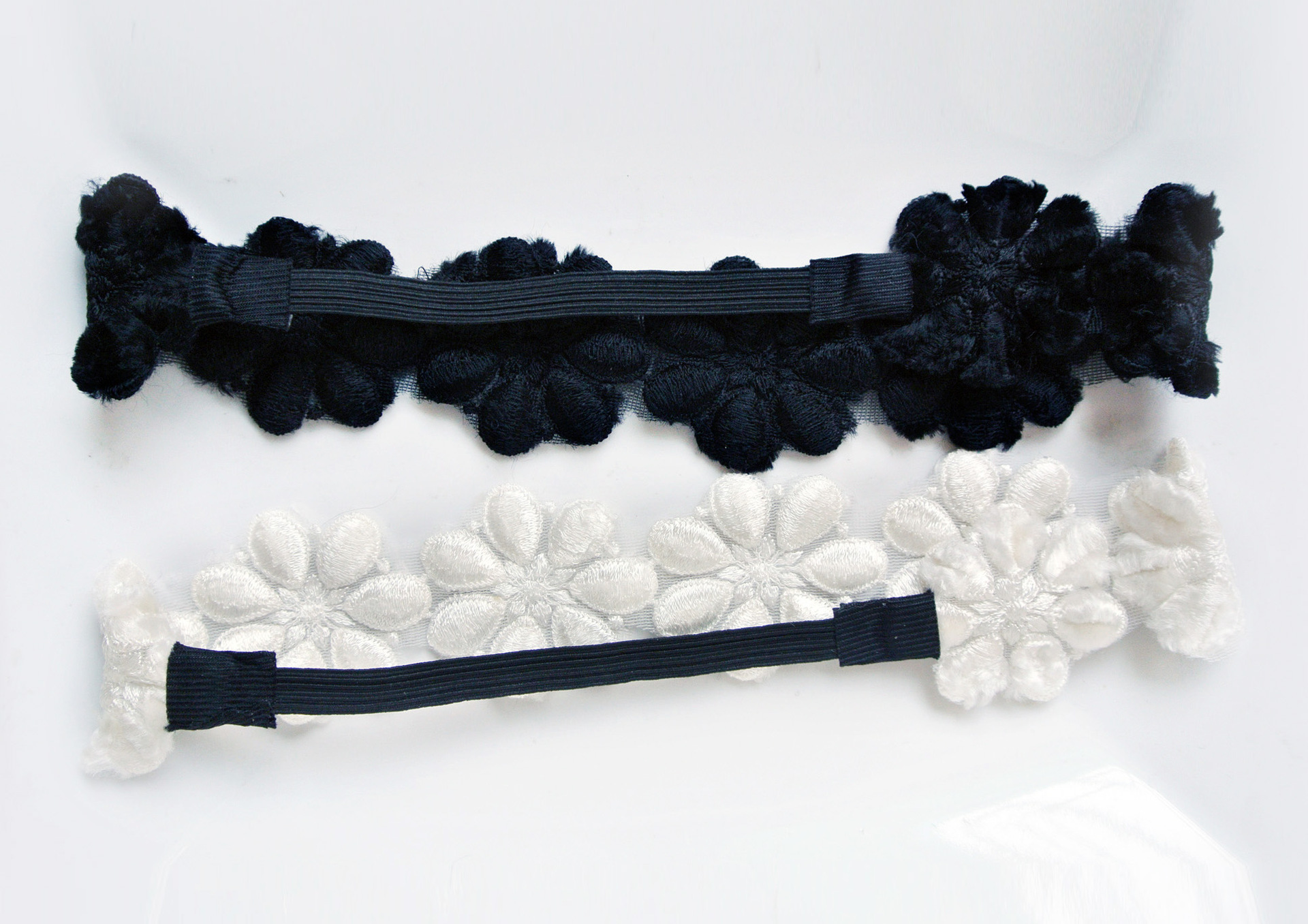 Velvet lace winter flowers elastic headband