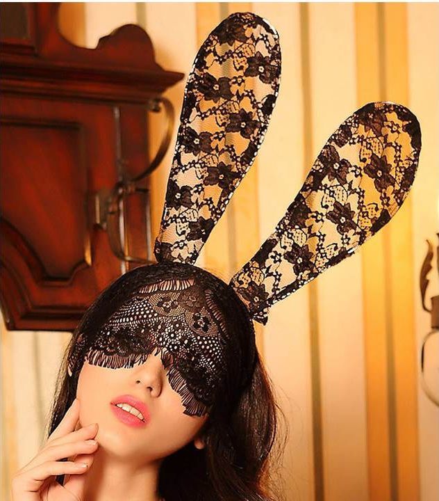 Premium lace bunny ears with veil