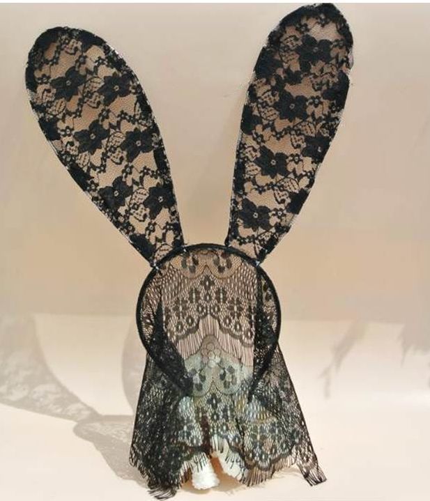 Premium lace bunny ears with veil