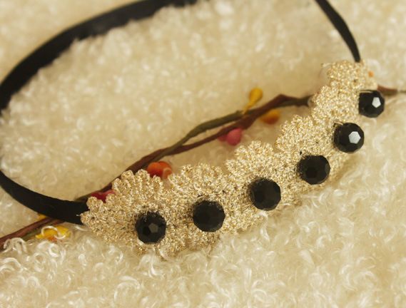 Lace black-beads headband 00043