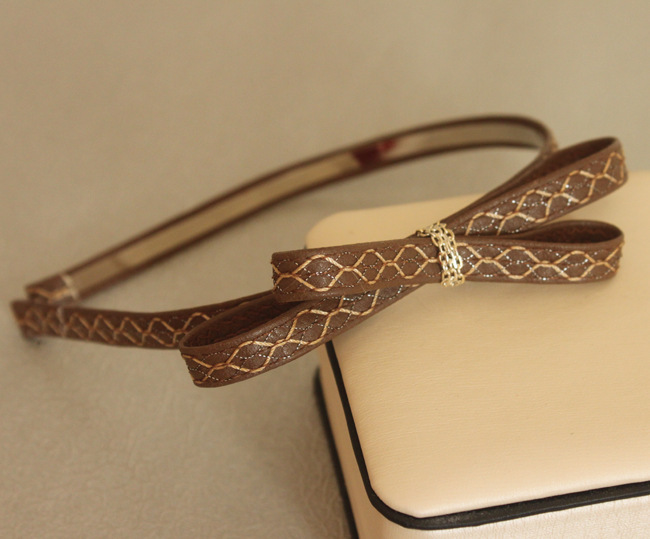 Faux leather bow-tie headband