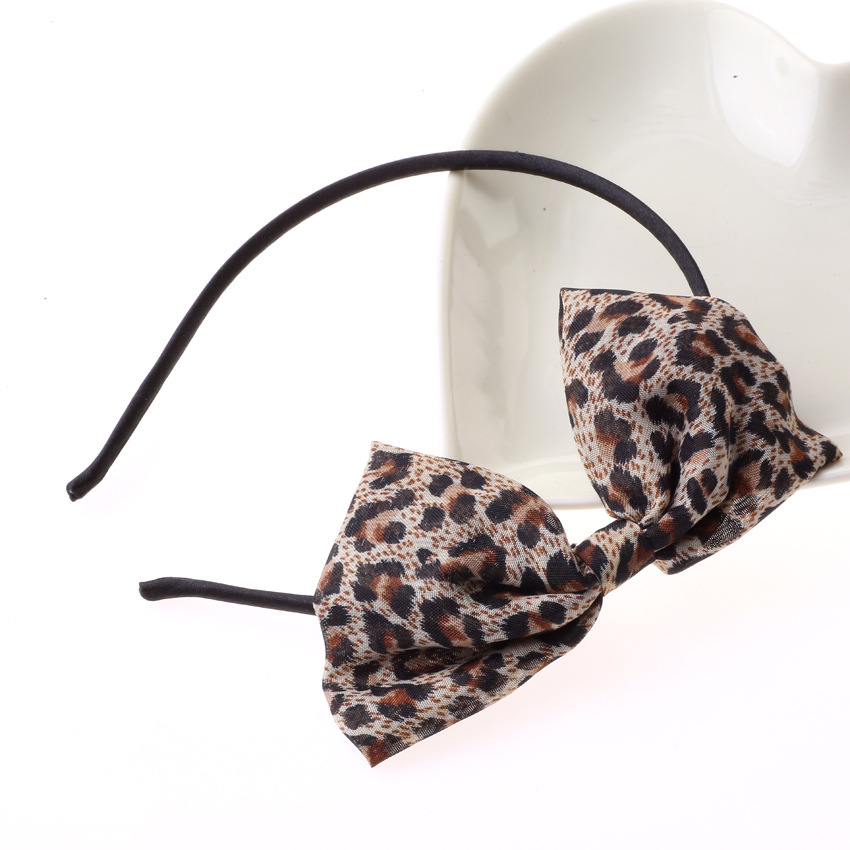 Thin leopard bow-tie headband