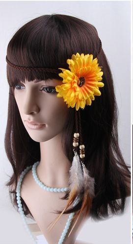 Bohemian sunflower feather hair band 00091