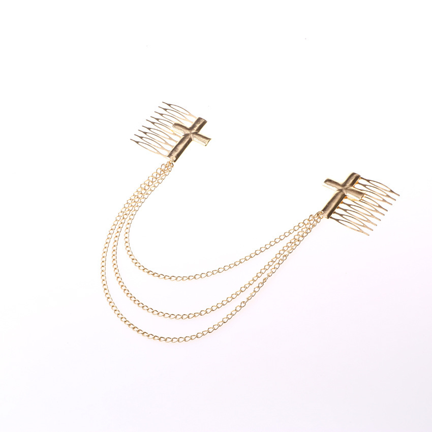 Shiny cross double hair comb