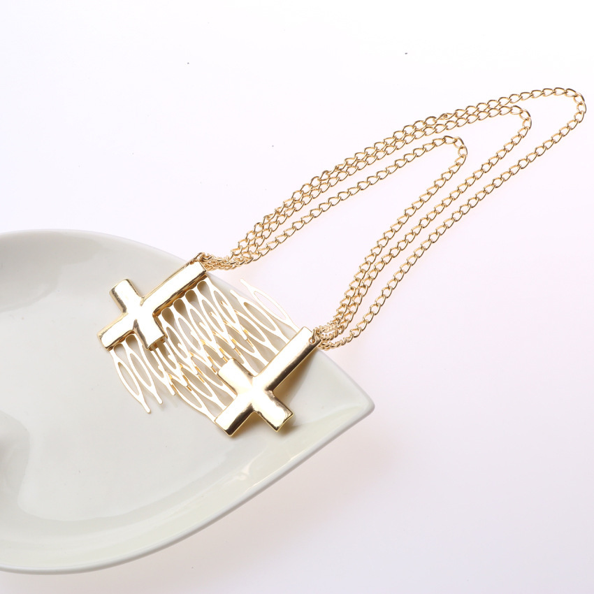 Shiny cross double hair comb