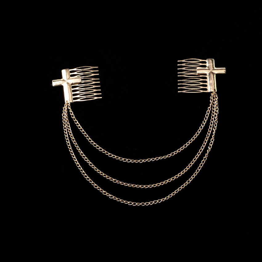 Shiny cross double hair comb