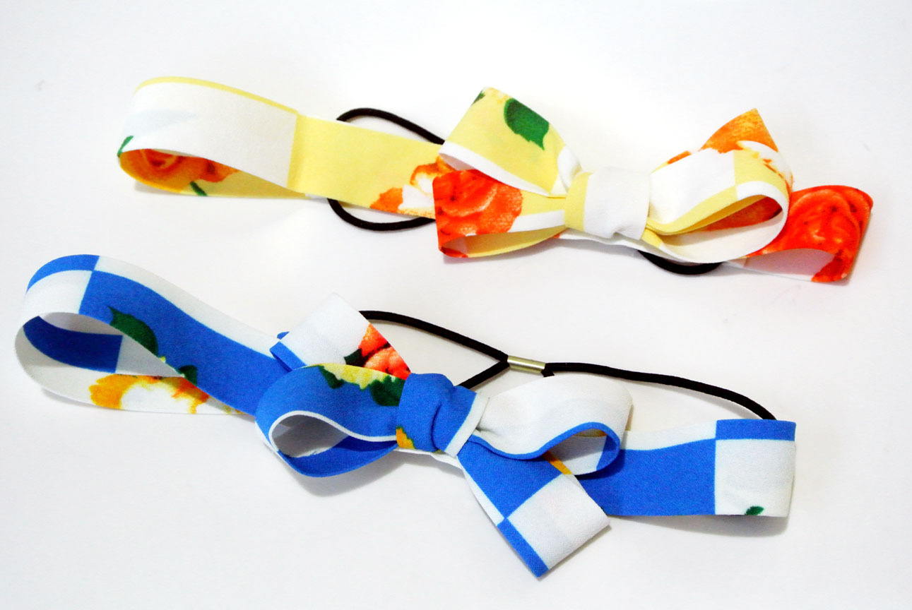 Floral bow-tie elastic headband 00140