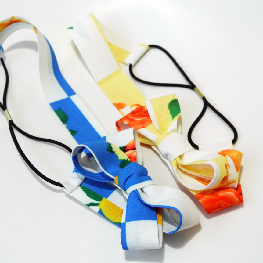 Floral bow-tie elastic headband