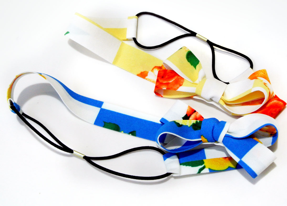Floral bow-tie elastic headband