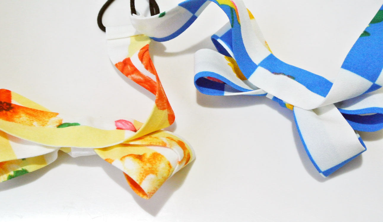 Floral bow-tie elastic headband