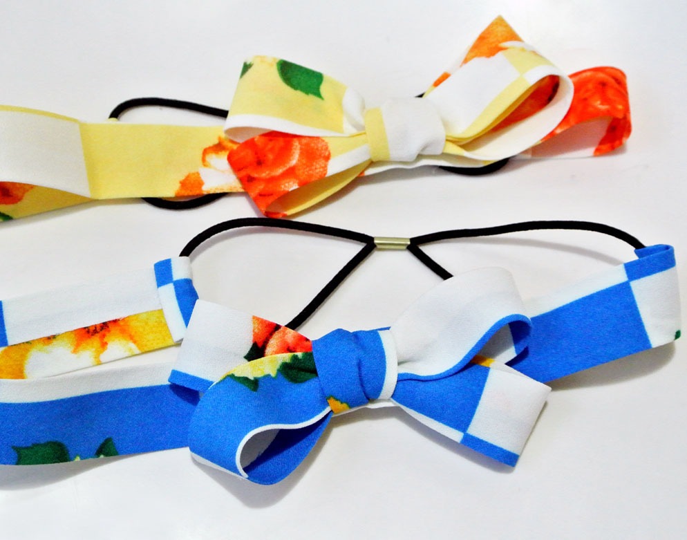 Floral bow-tie elastic headband
