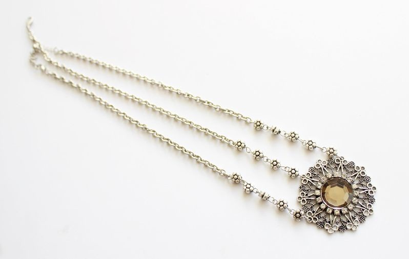 Big gem flower petals head chain