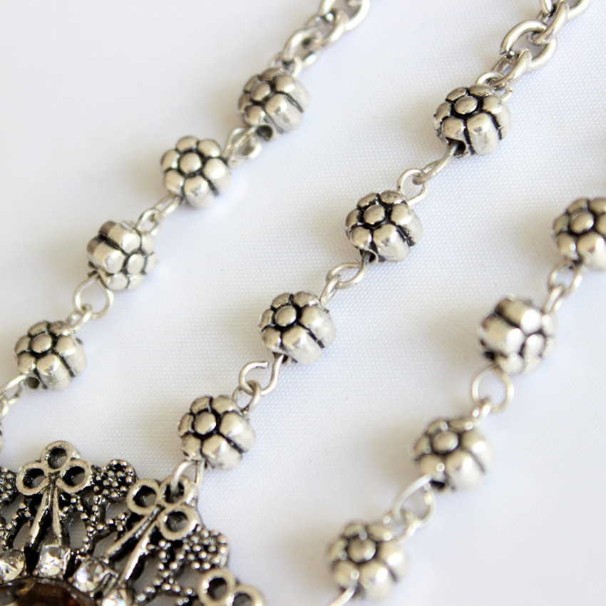 Big gem flower petals head chain