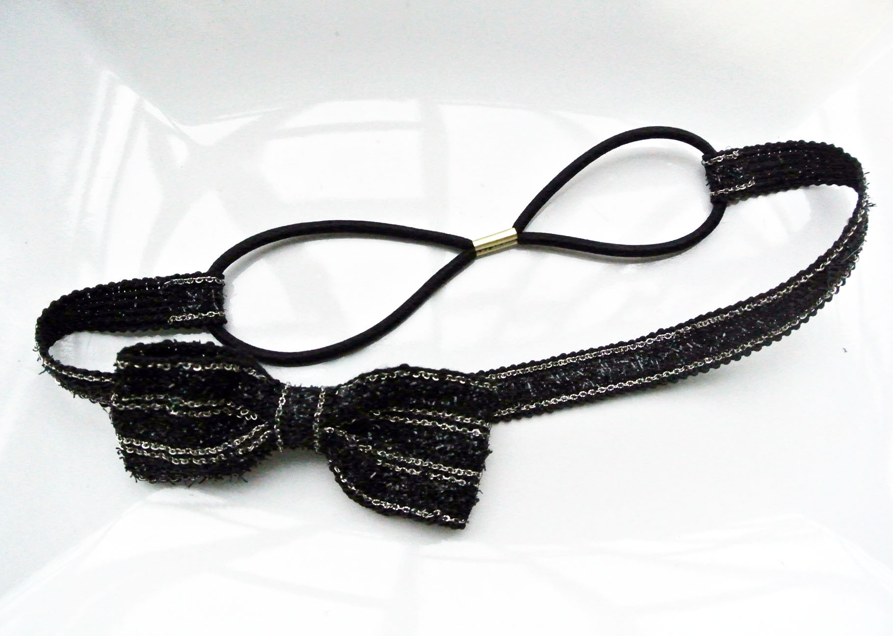 Black bow-tie elastic headband 00399