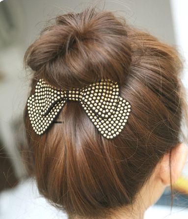 Faux soft-leather bowknot hair clip