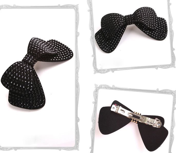 Faux soft-leather bowknot hair clip
