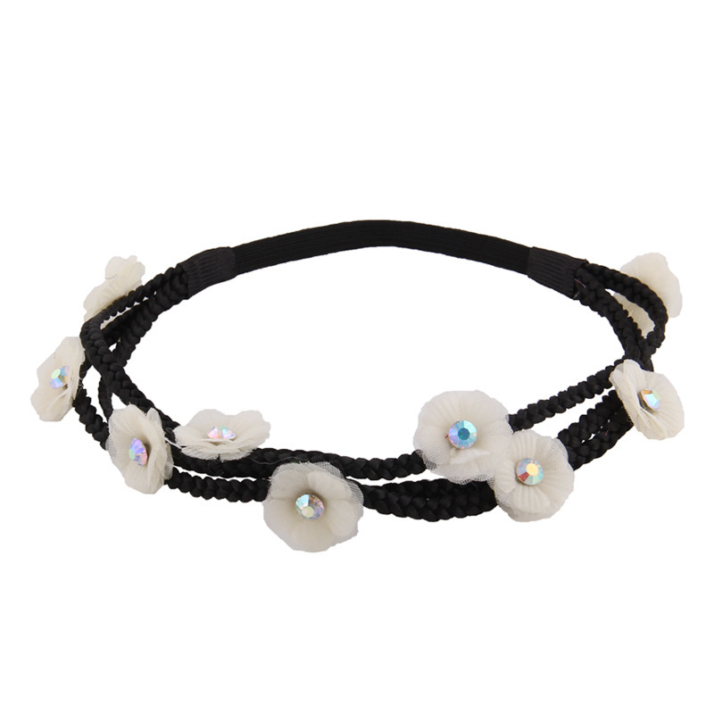 3-layer chiffon flower wreath elastic headband