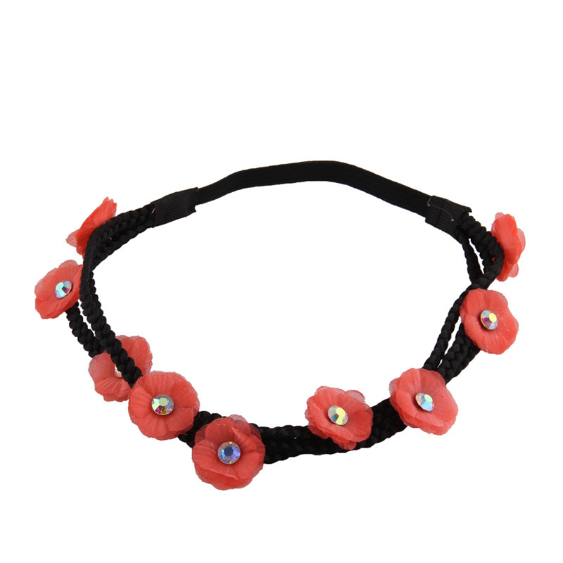3-layer chiffon flower wreath elastic headband