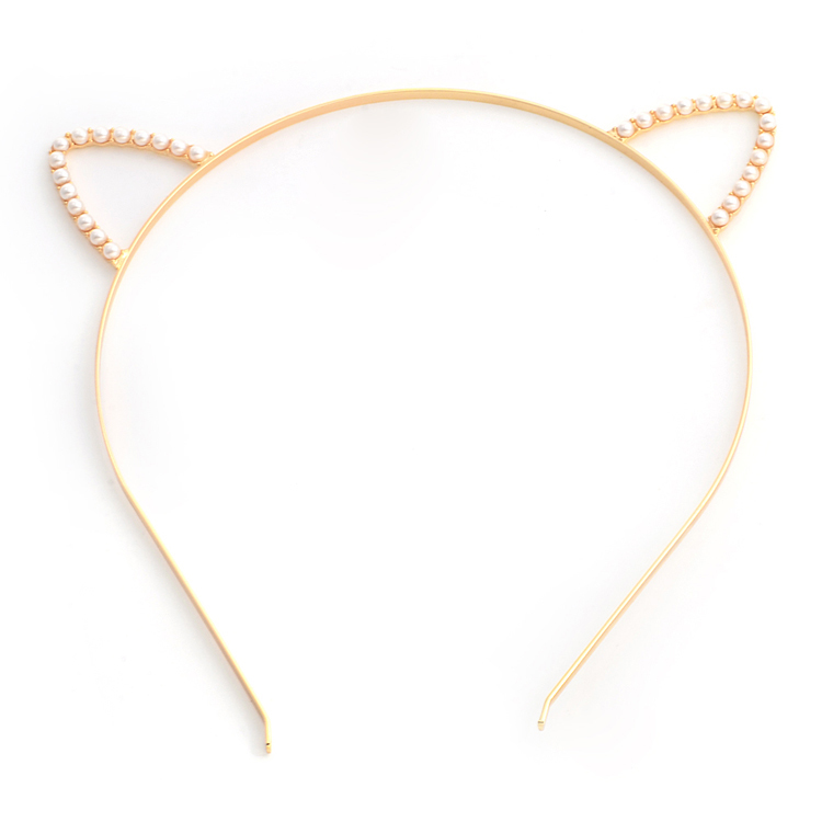 White pearls small ears headband 00722