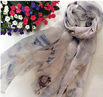 Pretty icon beige white long scarf