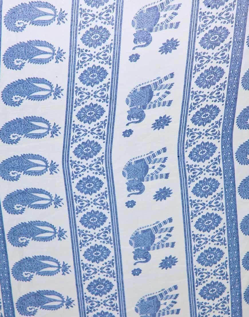 White blue totem flower long scarf