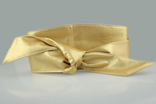 PU wide ribbon tie-up belt 00921