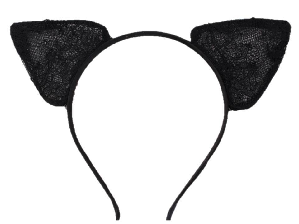 New black lace cat ears headband 00992