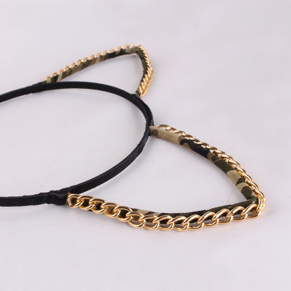 Gold chain large cat ears headband