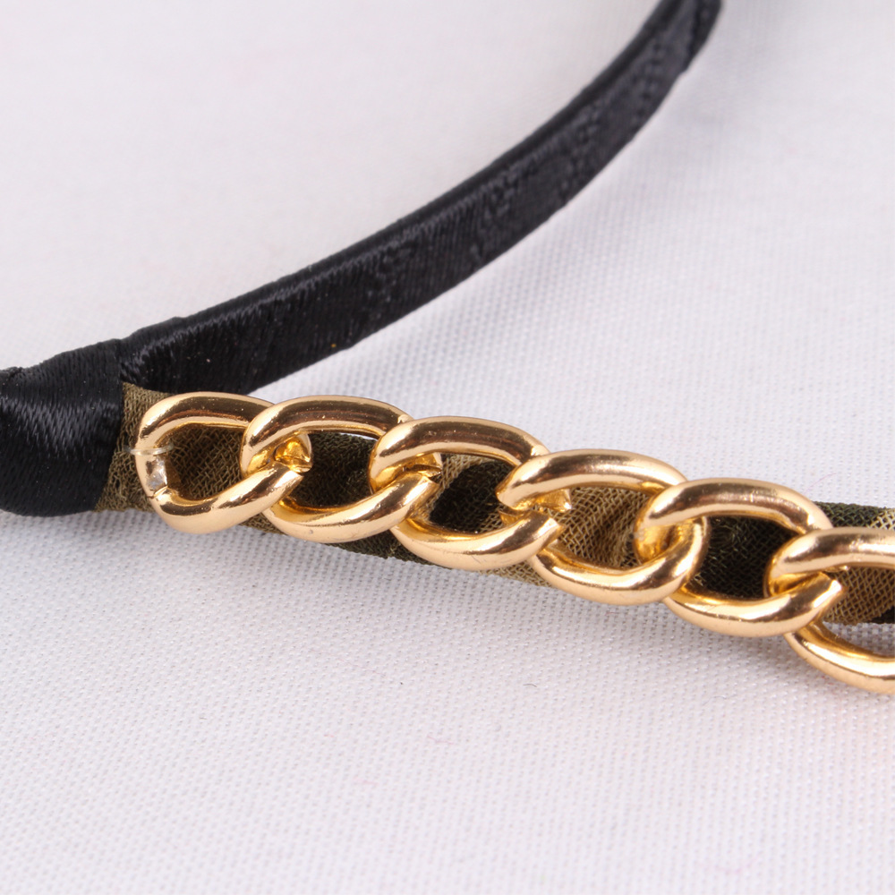 Gold chain large cat ears headband